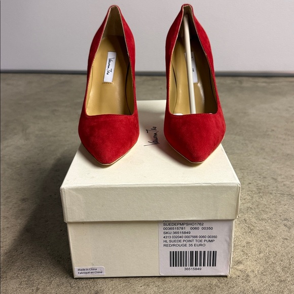 Brand new Anthropologie - Vanessa Tao - Red Suede Women's Heels - Picture 2 of 11